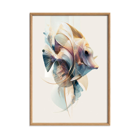 Yellow Tang Poster, Tropical Aquarium Print, Pastel Ocean Fish Wall Art