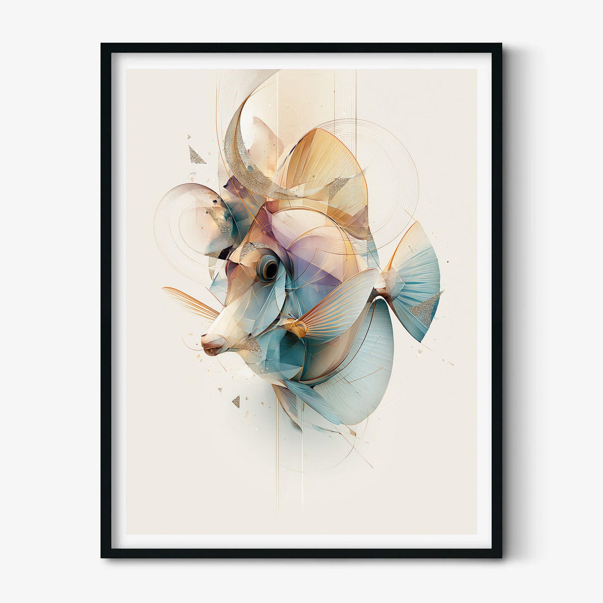 Yellow Tang Poster, Abstract Tropical Fish Print, Modern Aquarium Wall Art