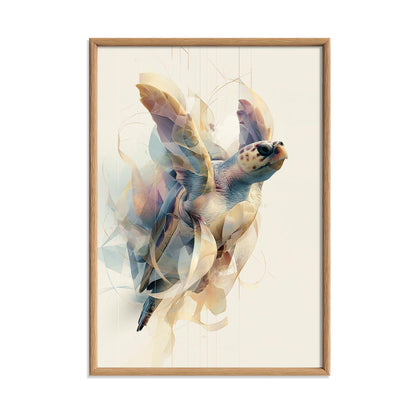 Sea Turtle Wall Art Print, Coastal Bathroom Decor, Abstract Ocean Animal Poster