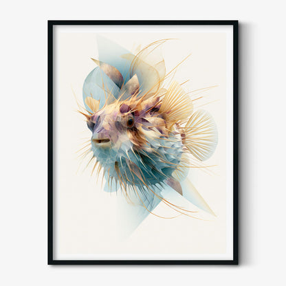 Pufferfish Poster, Pastel Sea Life Print, Modern Marine Wall Art