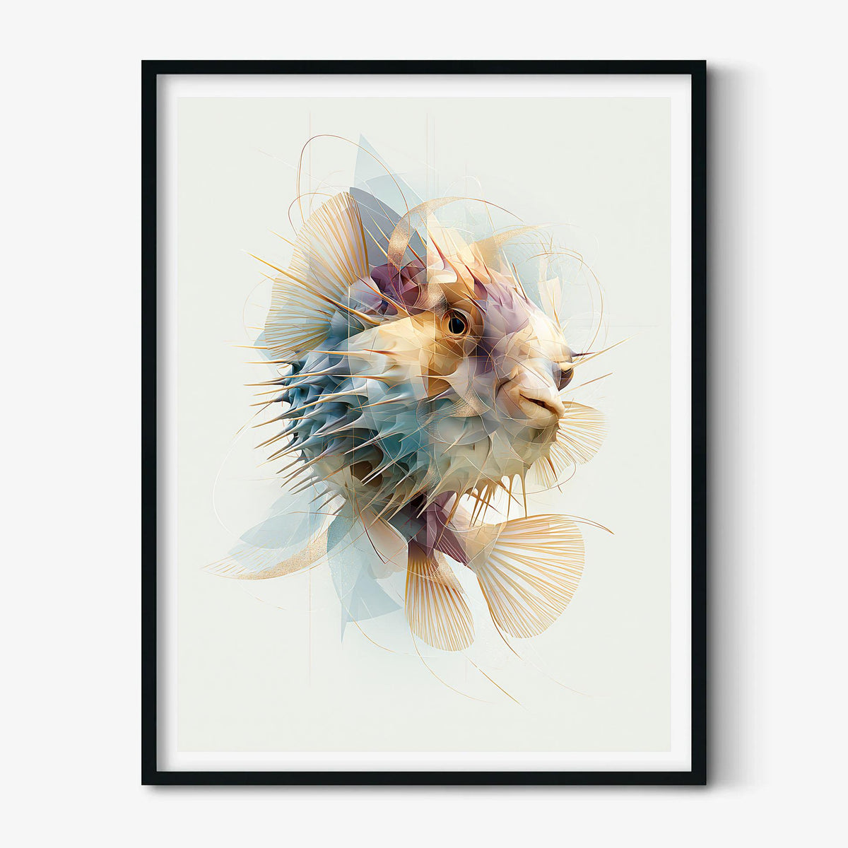 Pufferfish Wall Art, Abstract Sea Life Print, Modern Marine Poster