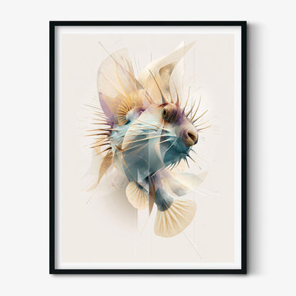 Geometric Pufferfish Poster, Abstract Sea Life Print, Pastel Marine Wall Art