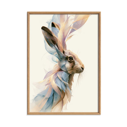 Hare Poster, Abstract Woodland Animal Print, Modern Nature Wall Art