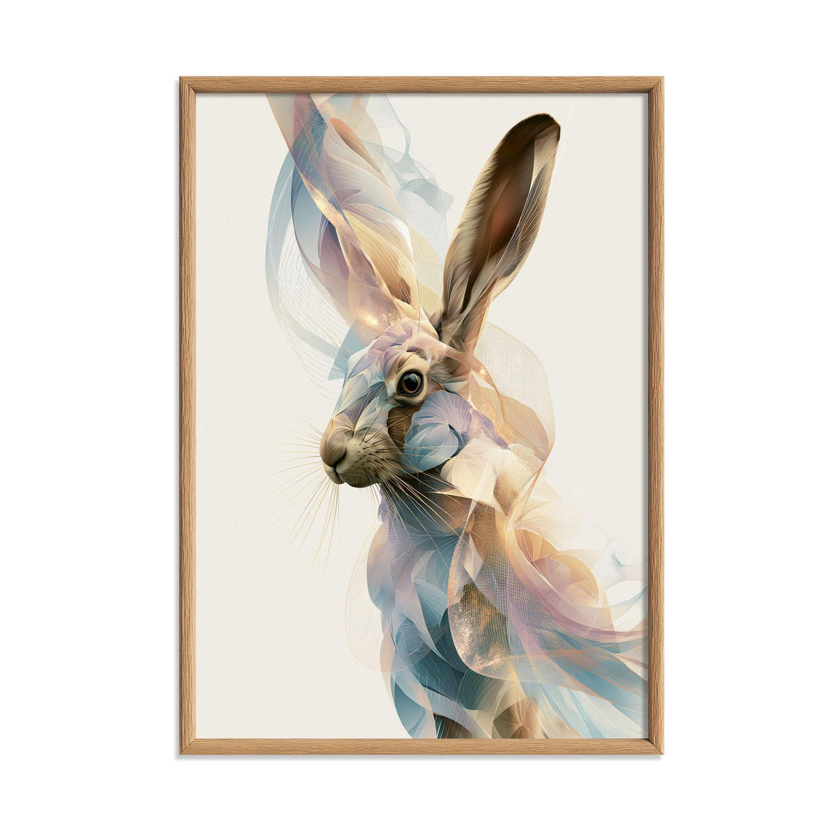 Hare Poster, Abstract Woodland Animal Print, Modern Nature Wall Art