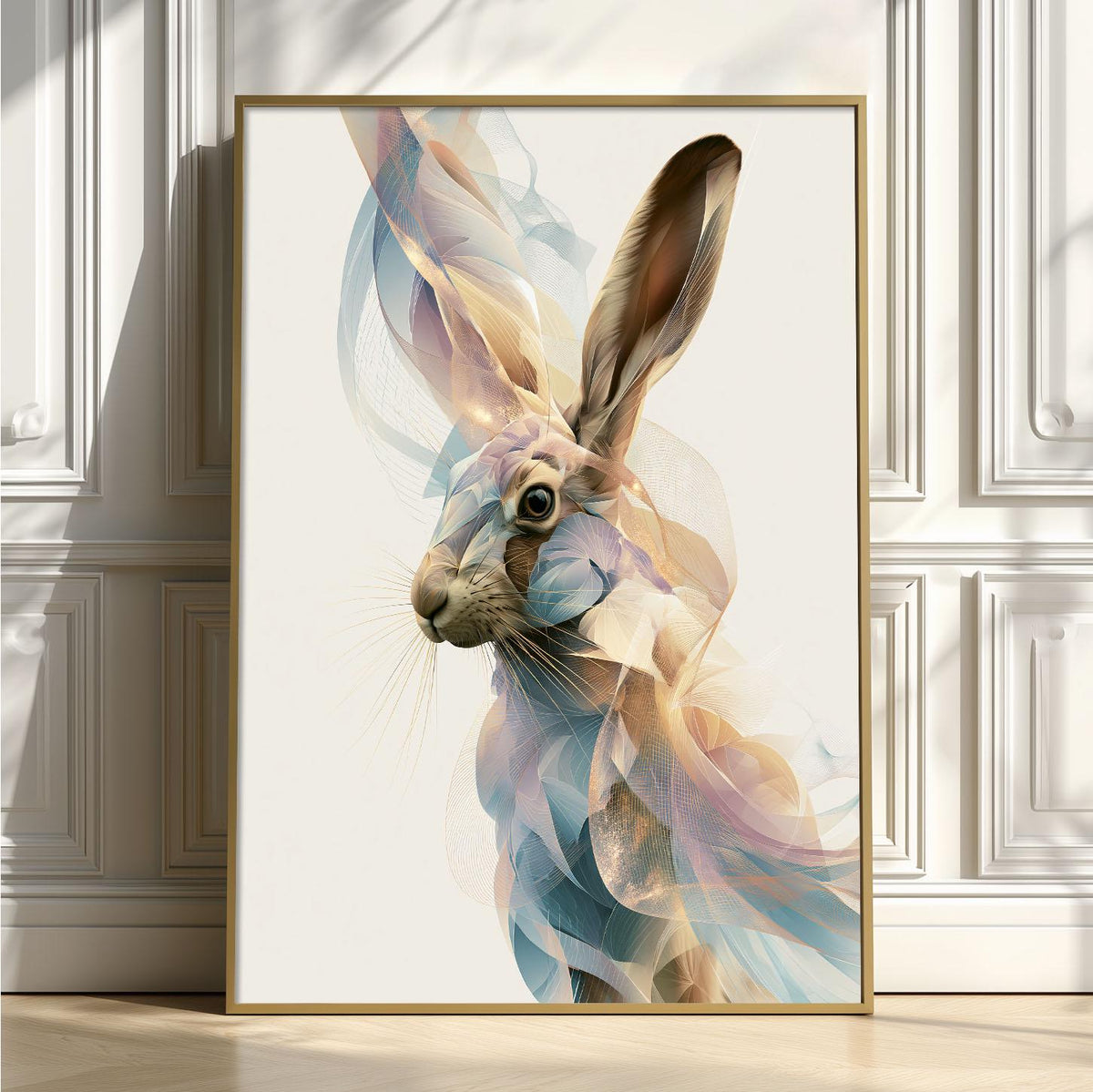Hare Poster, Abstract Woodland Animal Print, Modern Nature Wall Art
