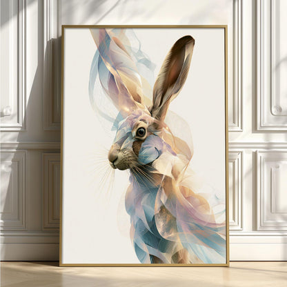 Hare Poster, Abstract Woodland Animal Print, Modern Nature Wall Art