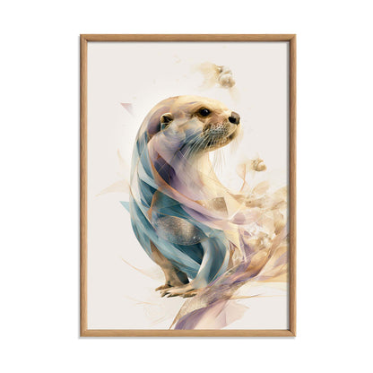 Otter Wall Art, Abstract Wildlife Print, Modern River Animal Poster