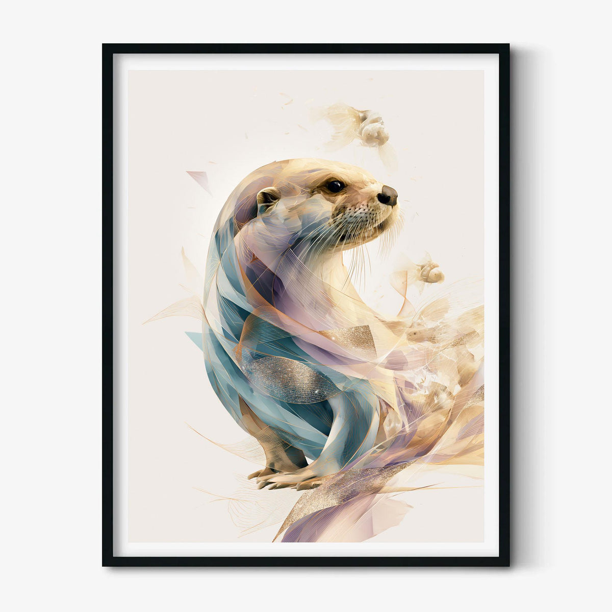 Otter Wall Art, Abstract Wildlife Print, Modern River Animal Poster