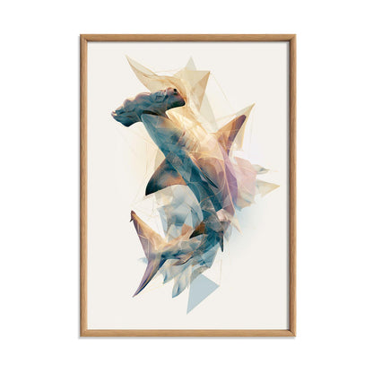 Hammerhead Shark Print, Abstract Ocean Animal Poster, Modern Marine Wall Art