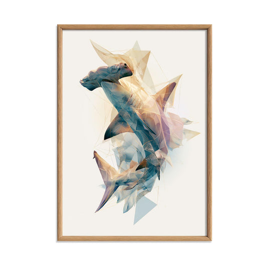 Hammerhead Shark Print, Abstract Ocean Animal Poster, Modern Marine Wall Art