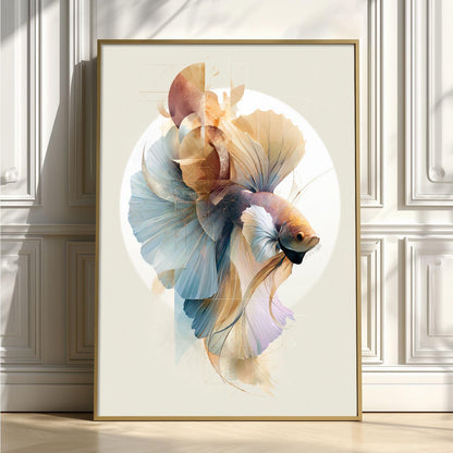 Betta Fish Wall Art, Siamese Fighting Fish Print, Abstract Aquarium Poster