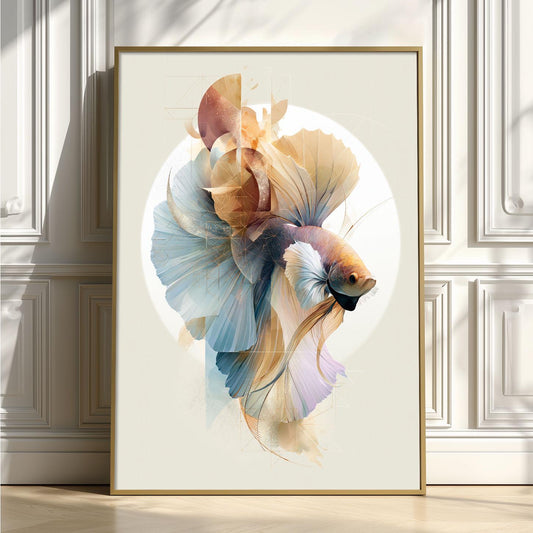 Betta Fish Wall Art, Siamese Fighting Fish Print, Abstract Aquarium Poster
