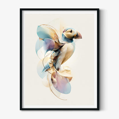 Puffin Wall Art, Abstract Seabird Print, Modern Coastal Wildlife Poster
