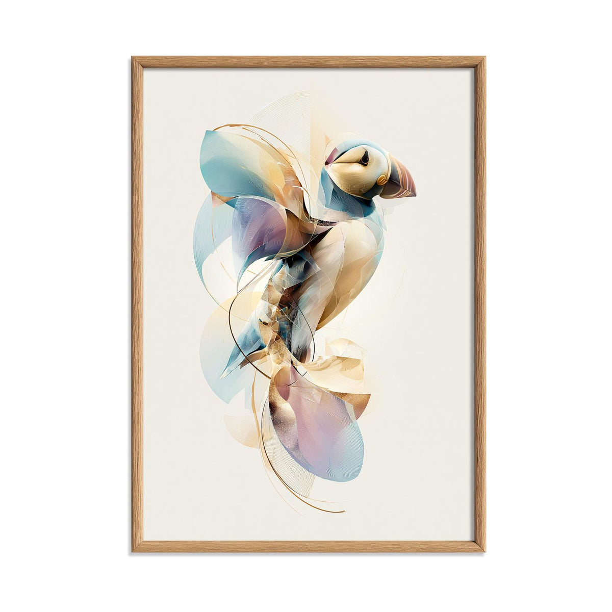 Puffin Wall Art, Abstract Seabird Print, Modern Coastal Wildlife Poster
