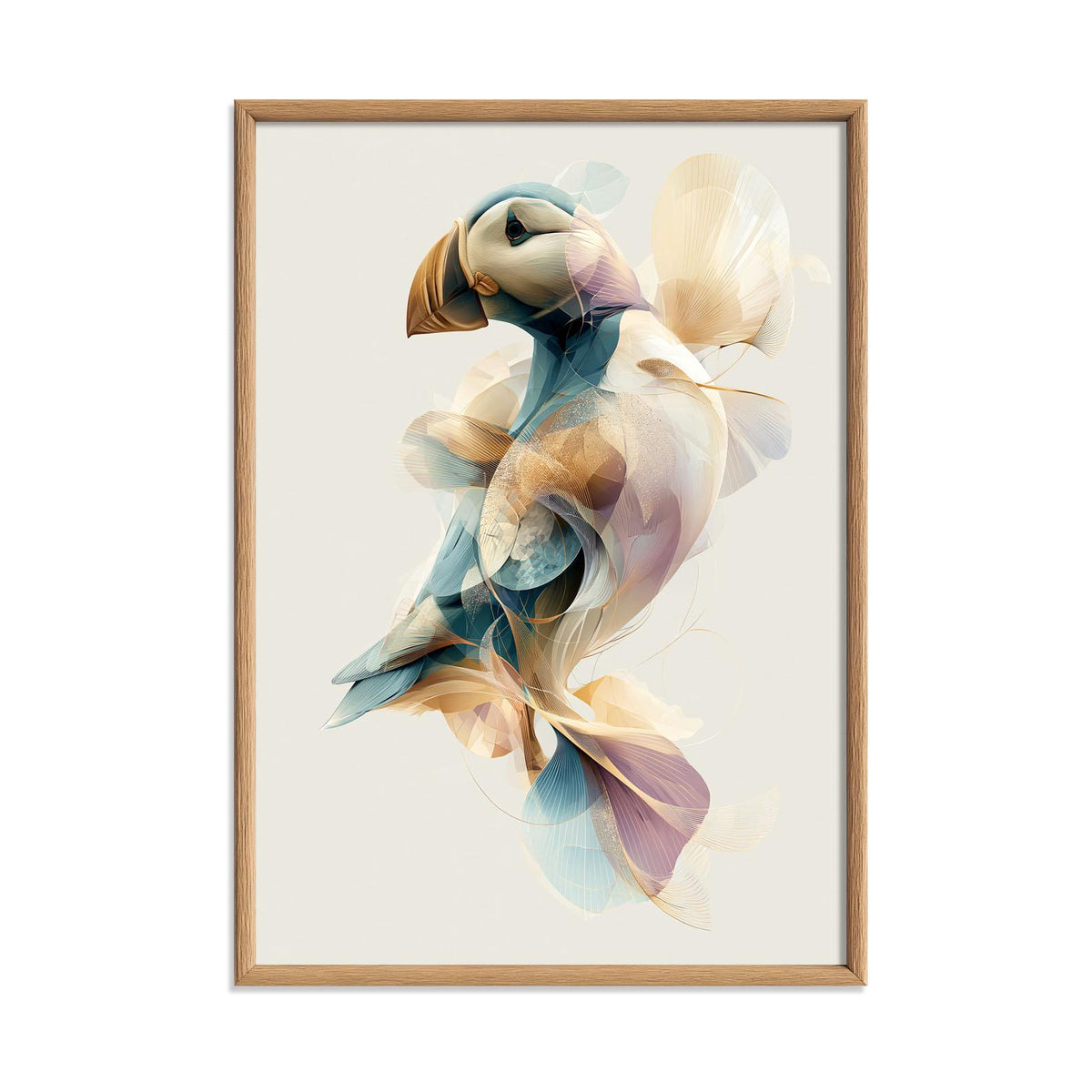 Puffin Wall Art, Modern Seabird Print, Abstract Coastal Wildlife Poster