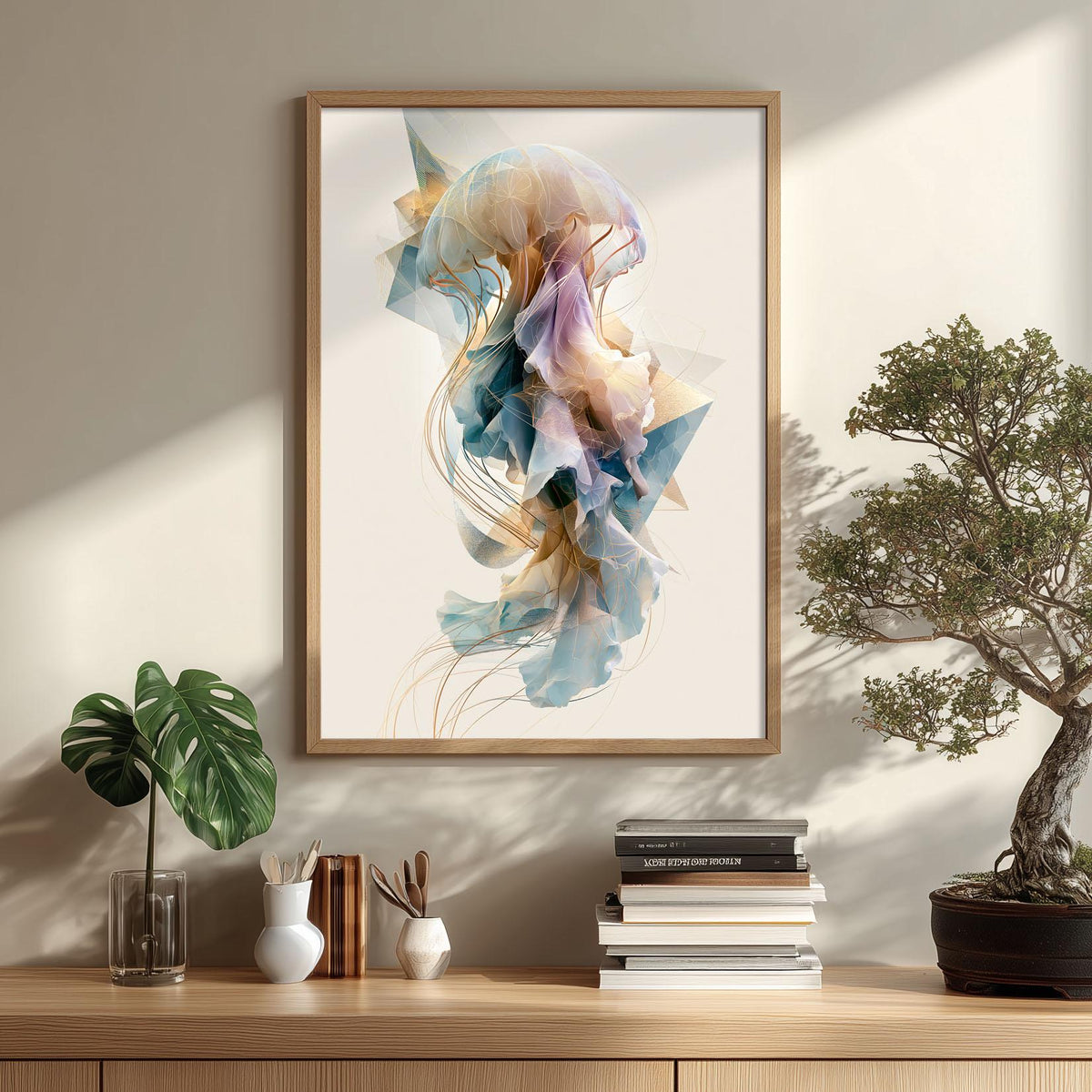 Jellyfish Wall Art, Abstract Ocean Print, Modern Coastal Bathroom Decor