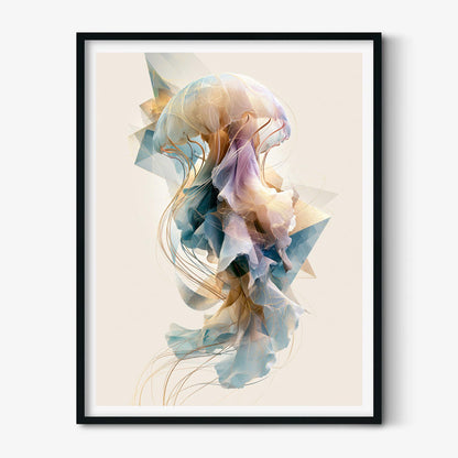 Jellyfish Wall Art, Abstract Ocean Print, Modern Coastal Bathroom Decor