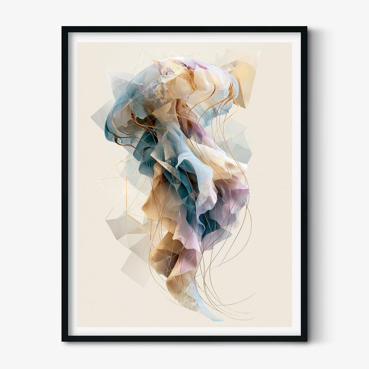 Jellyfish Wall Art Print, Abstract Ocean Poster, Modern Coastal Bathroom Decor