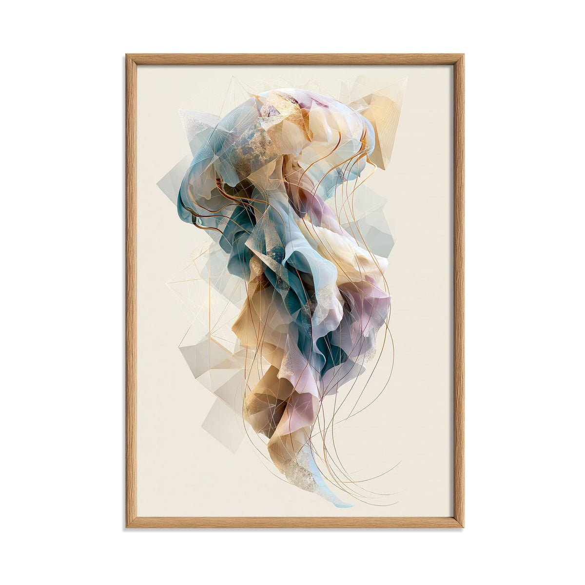 Jellyfish Wall Art Print, Abstract Ocean Poster, Modern Coastal Bathroom Decor