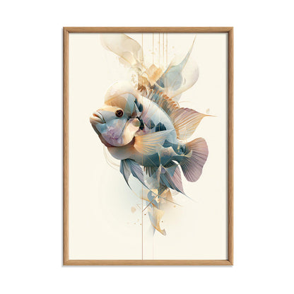 Terror Cichlid Print, Abstract Aquarium Fish Wall Art, Modern Tropical Poster