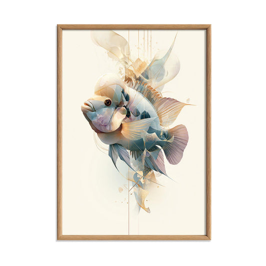 Terror Cichlid Print, Abstract Aquarium Fish Wall Art, Modern Tropical Poster