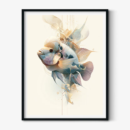 Terror Cichlid Print, Abstract Aquarium Fish Wall Art, Modern Tropical Poster