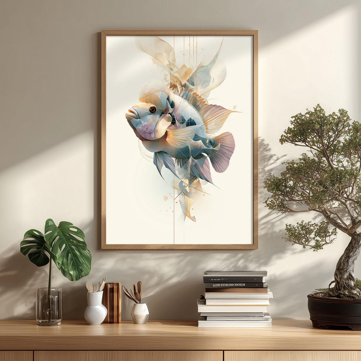 Terror Cichlid Print, Abstract Aquarium Fish Wall Art, Modern Tropical Poster