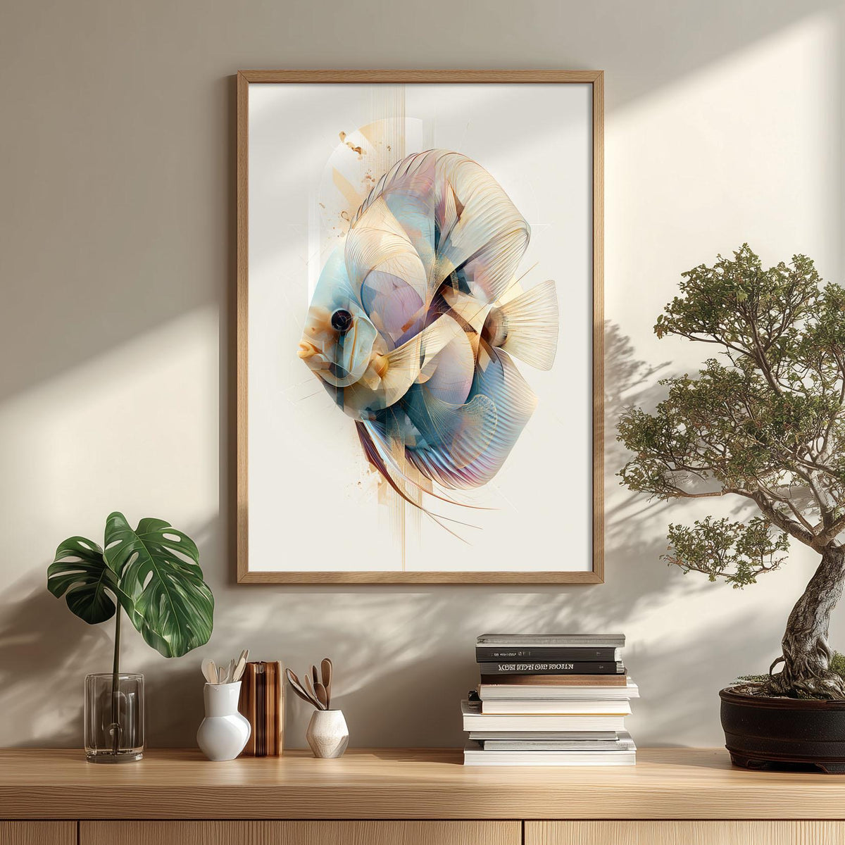 Discus Fish Wall Art, Abstract Aquarium Print, Modern Tropical Fish Poster