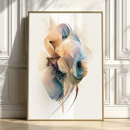 Discus Fish Print, Abstract Freshwater Wall Art, Modern Aquarium Poster