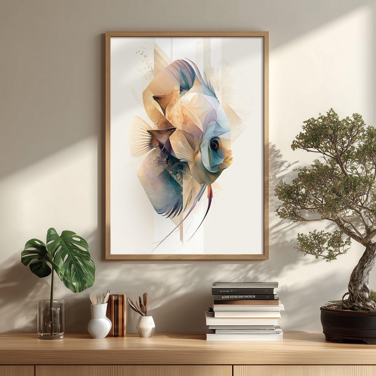 Discus Fish Print, Abstract Freshwater Wall Art, Modern Aquarium Poster