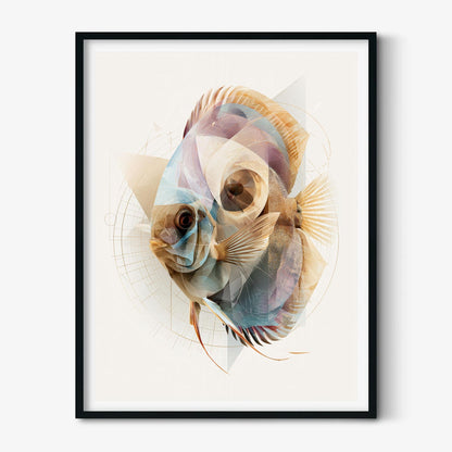 Discus Fish Wall Art, Abstract Aquarium Print, Modern Freshwater Fish Poster