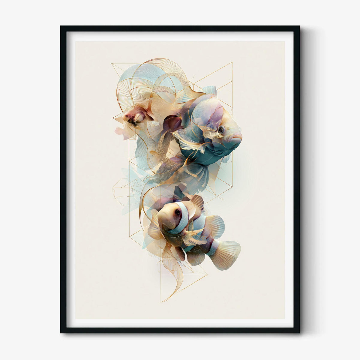 Clownfish Wall Art, Abstract Coastal Fish Print, Modern Ocean Bathroom Decor