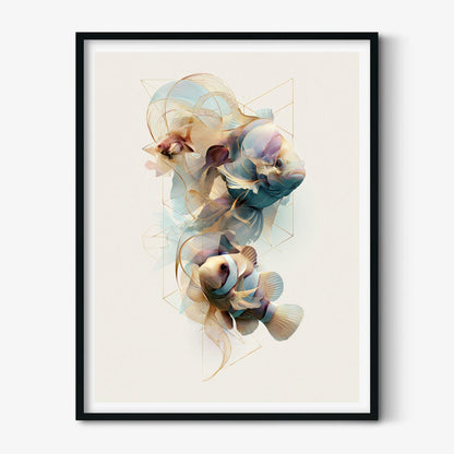 Clownfish Wall Art, Abstract Coastal Fish Print, Modern Ocean Bathroom Decor