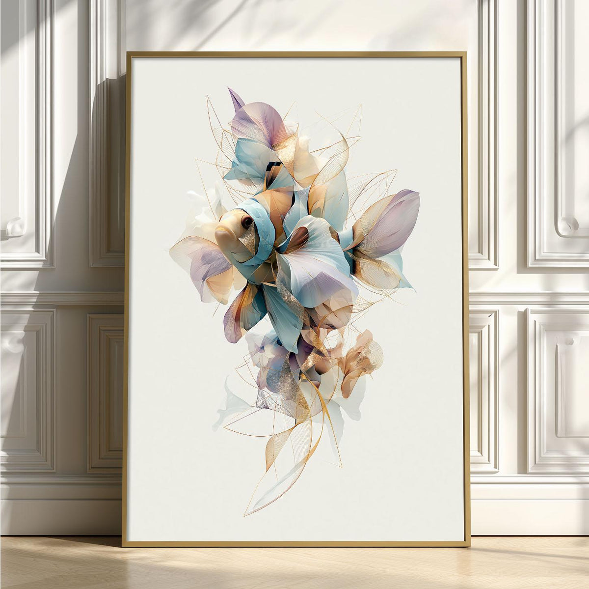 Clownfish Poster, Abstract Aquarium Fish Print, Modern Coastal Wall Art