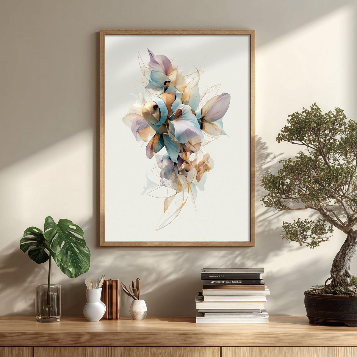 Clownfish Poster, Abstract Aquarium Fish Print, Modern Coastal Wall Art