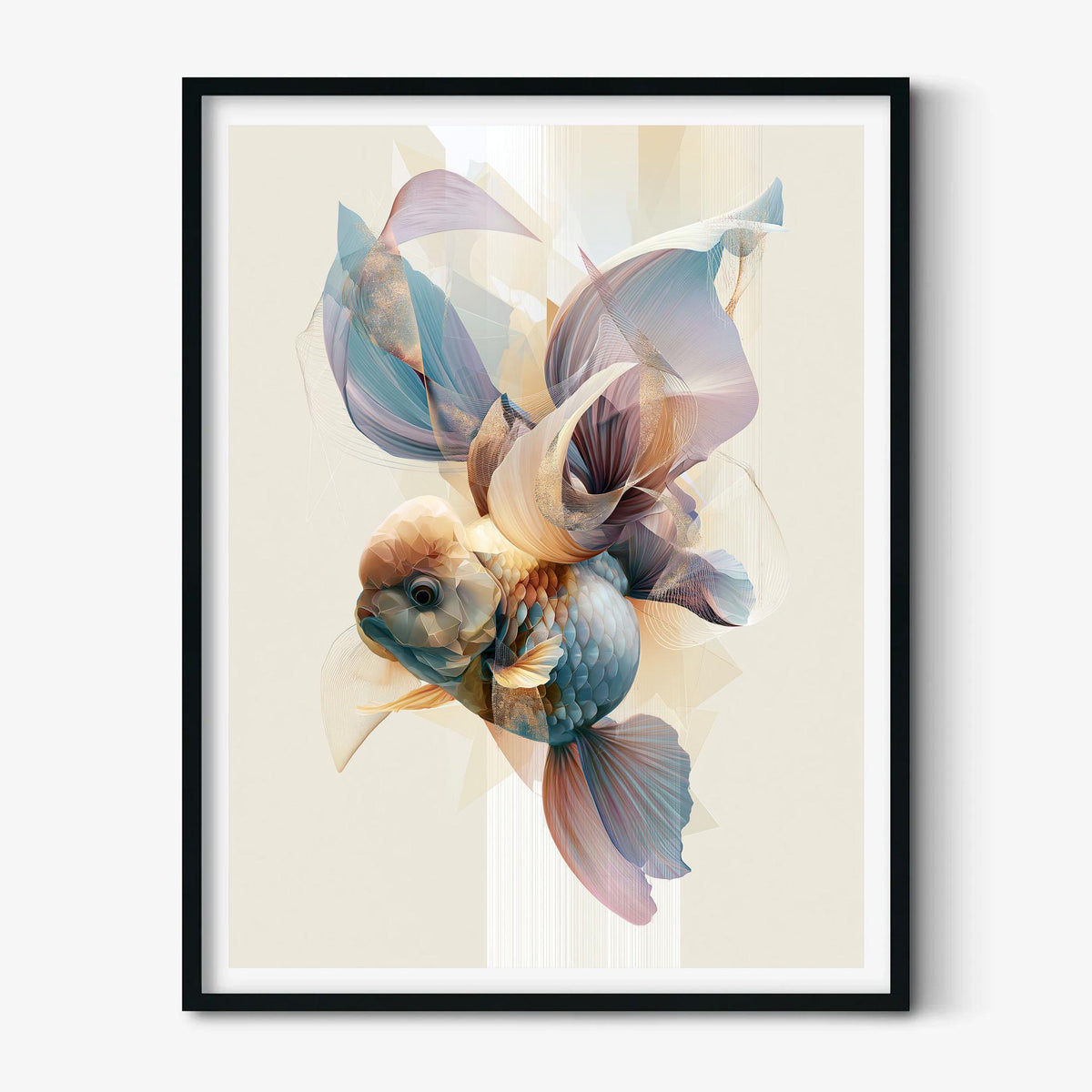 Goldfish Wall Art, Abstract Goldfish Print, Coastal Bathroom Poster, Modern Aquarium Fish Decor