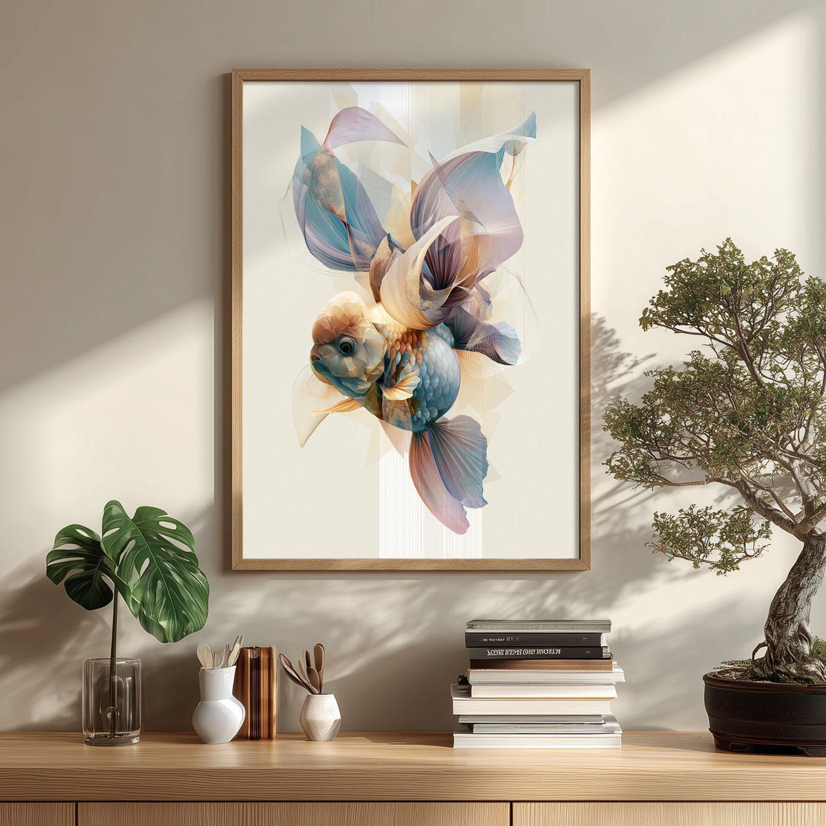 Goldfish Wall Art, Abstract Goldfish Print, Coastal Bathroom Poster, Modern Aquarium Fish Decor