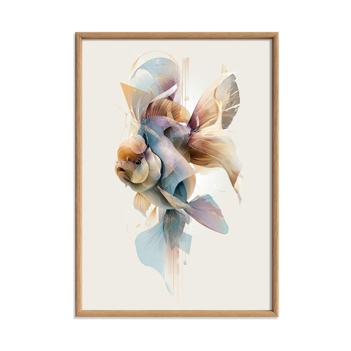 Abstract Goldfish Print, Modern Fish Wall Art, Soft Pastel Aquarium Decor, Coastal Wall Poster