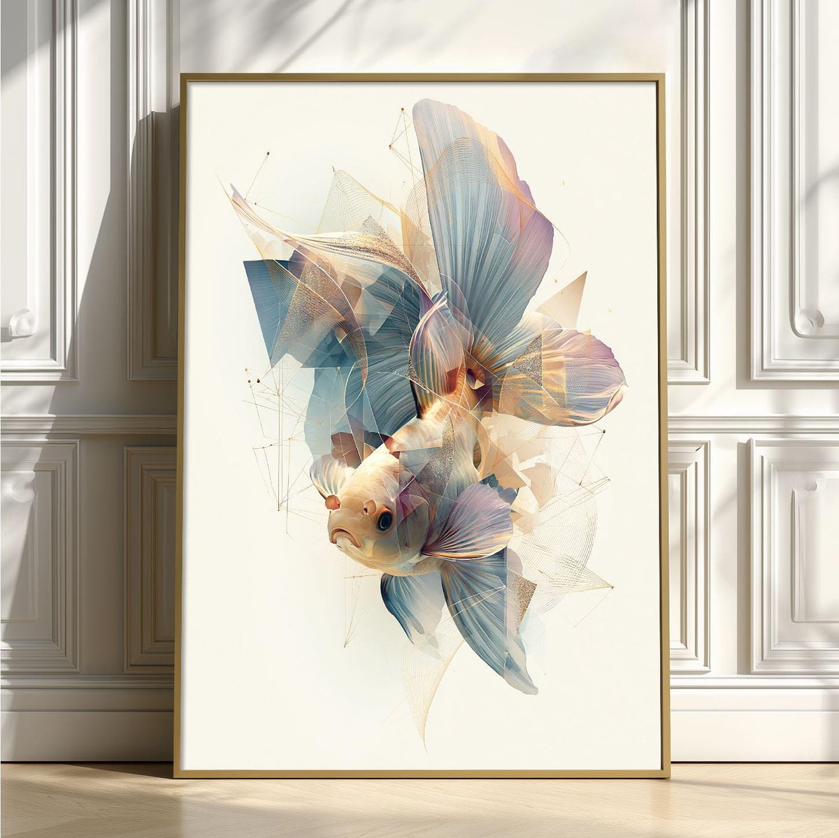 Goldfish Wall Art, Abstract Goldfish Print, Coastal Bathroom Poster, Modern Aquarium Fish Decor