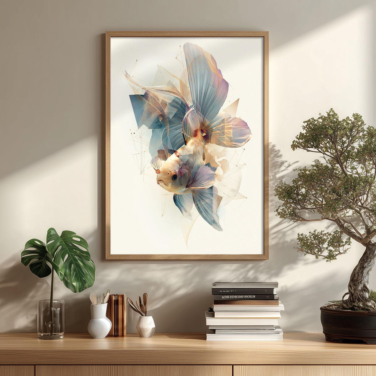 Goldfish Wall Art, Abstract Goldfish Print, Coastal Bathroom Poster, Modern Aquarium Fish Decor