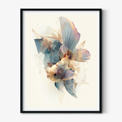 Goldfish Wall Art, Abstract Goldfish Print, Coastal Bathroom Poster, Modern Aquarium Fish Decor