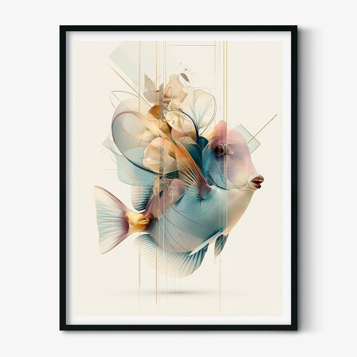 Blue Tang Wall Art, Abstract Aquarium Fish Print, Coastal Bathroom Poster, Modern Tropical Fish Decor