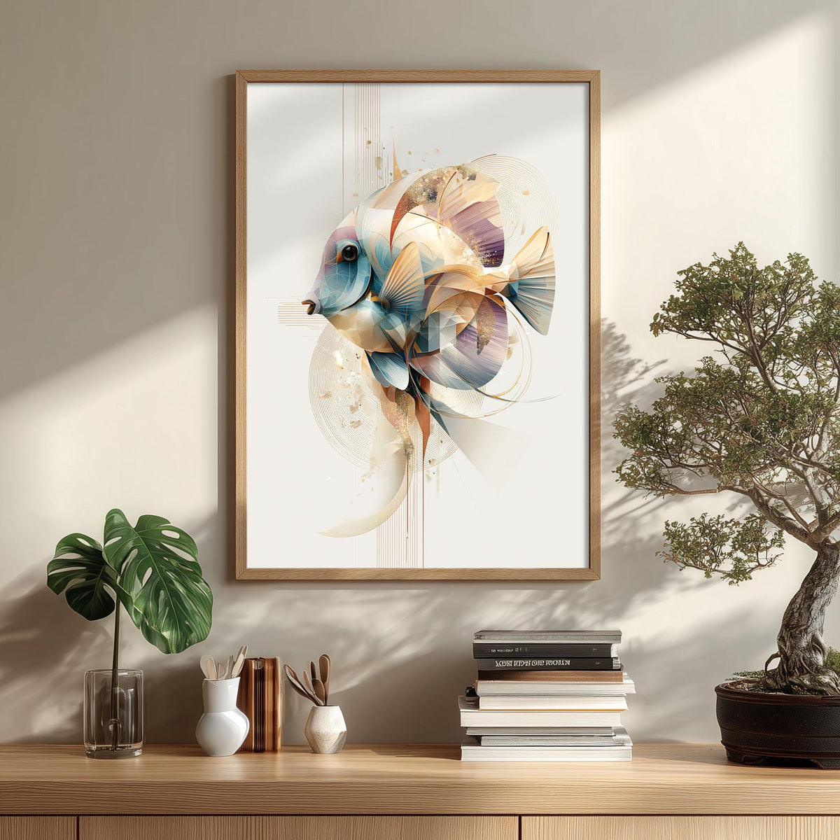 Blue Tang Fish Print, Abstract Reef Wall Art, Coastal Bathroom Decor, Modern Aquarium Poster