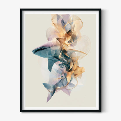 Whale Shark Wall Art, Abstract Whale Shark Print, Coastal Bathroom Poster, Modern Ocean Wildlife Decor