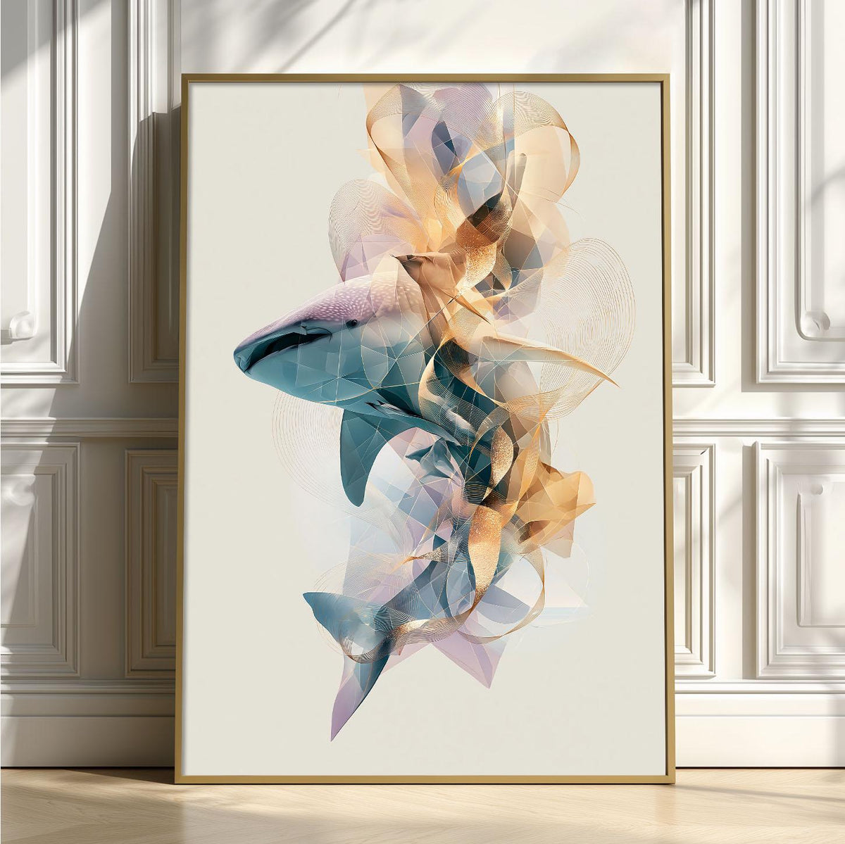 Whale Shark Wall Art, Abstract Whale Shark Print, Coastal Bathroom Poster, Modern Ocean Wildlife Decor