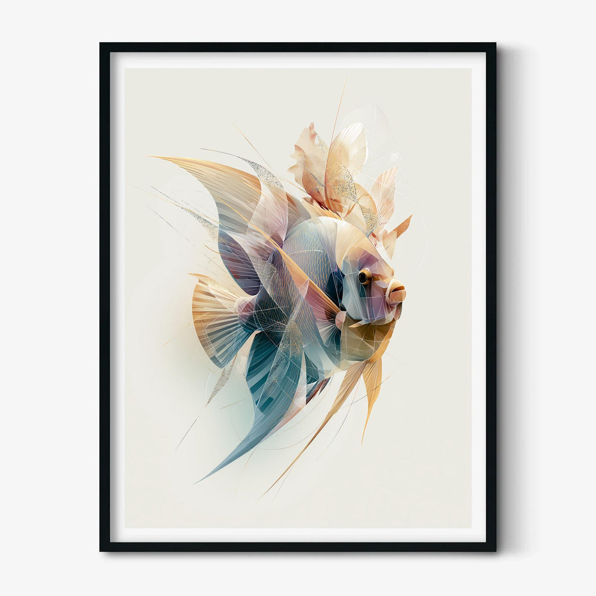 Blue Angelfish Wall Art, Abstract Angelfish Print, Coastal Fish Poster, Ocean Animal Decor, Modern Marine Life Wall Art