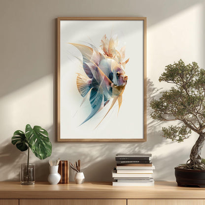 Blue Angelfish Wall Art, Abstract Angelfish Print, Coastal Fish Poster, Ocean Animal Decor, Modern Marine Life Wall Art