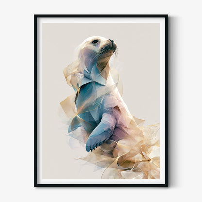 Abstract Seal Print, Geometric Animal Wall Art, Pastel Coastal Decor