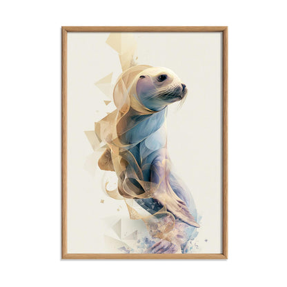 Seal Wall Art, Abstract Seal Print, Coastal Bathroom Poster, Modern Ocean Animal Decor