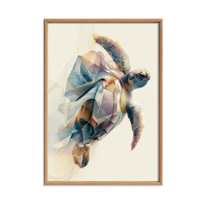 Sea Turtle Poster, Abstract Coastal Animal Print, Modern Ocean Wall Art, Bathroom Decor